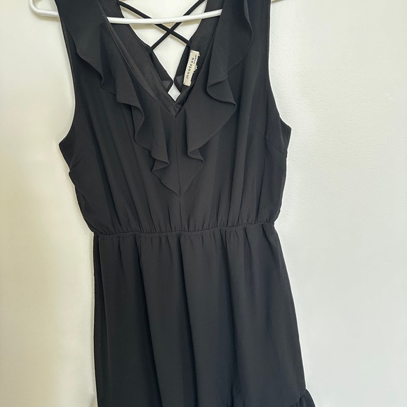 Monteau Black Ruffled Ruched V-Neck Sundress size medium - Picture 2 of 4